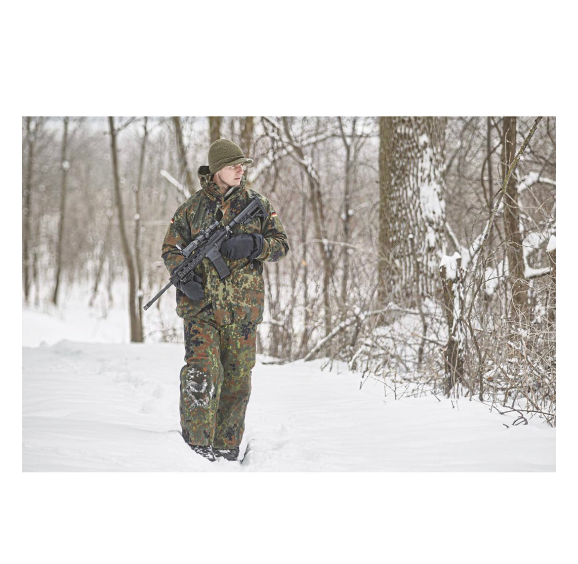 German Military Flecktarn Goretex Wet Weather Suspenders - Surplus