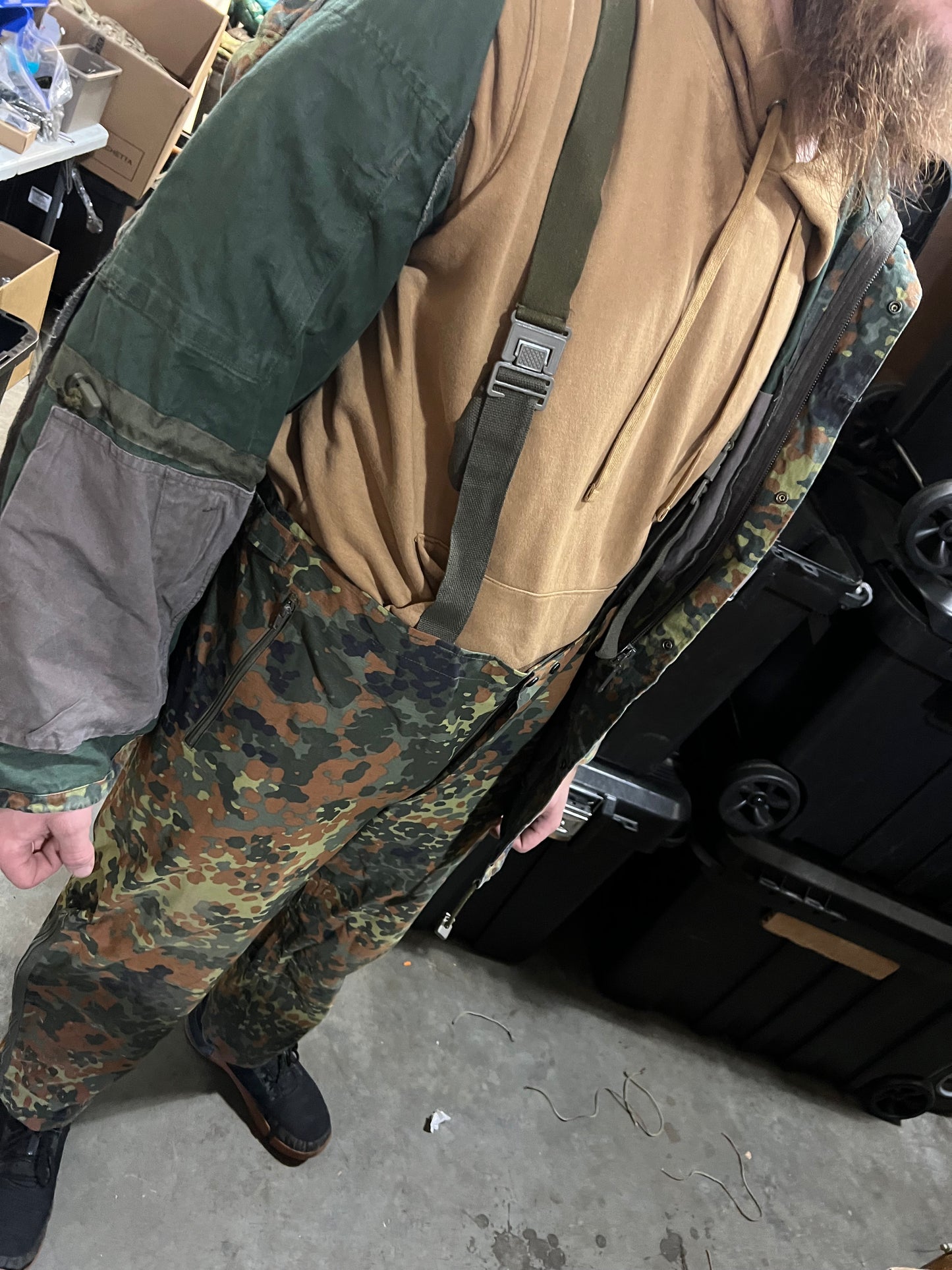 German Military Flecktarn Goretex Wet Weather Suspenders - Surplus