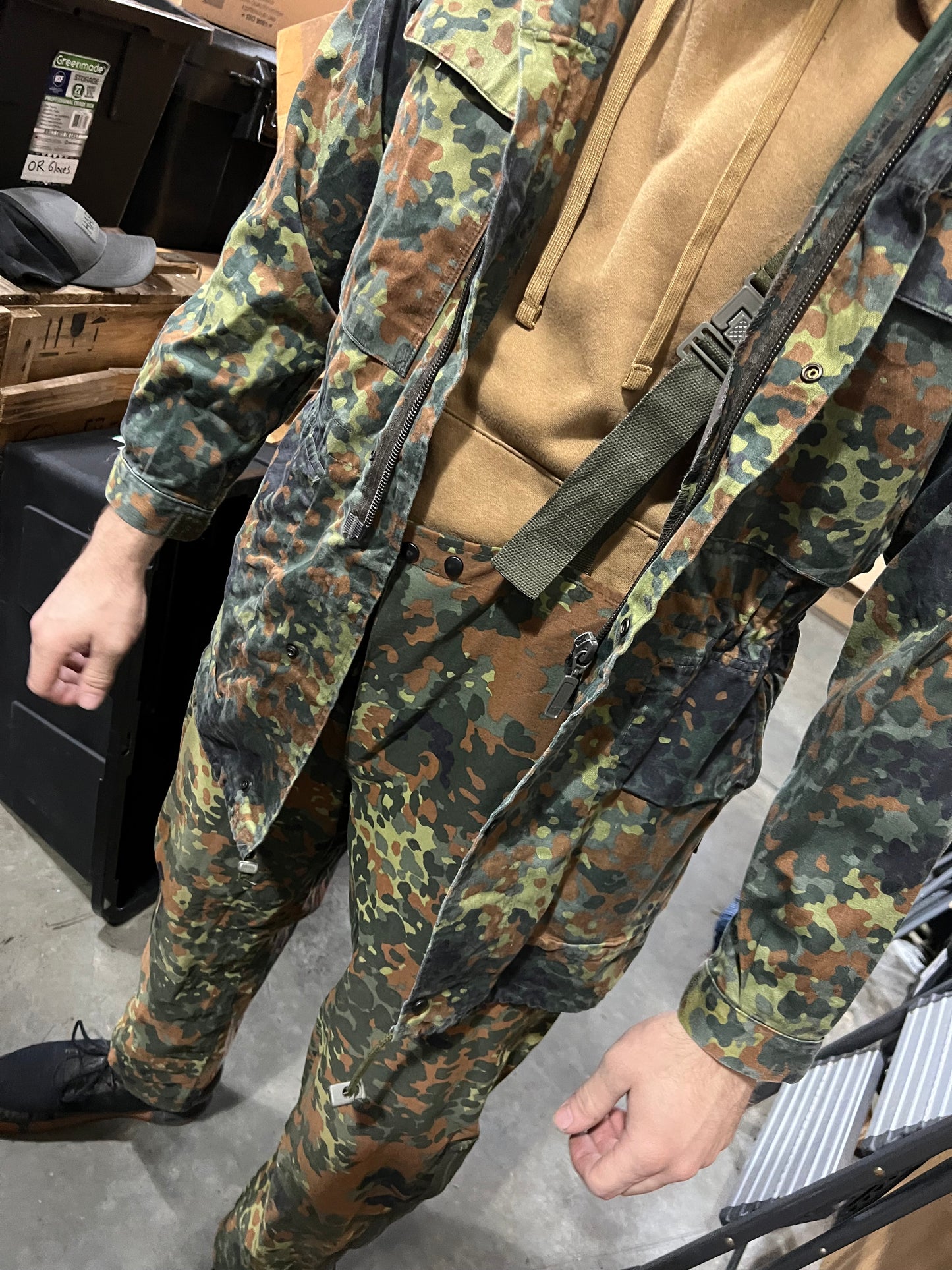 German Military Flecktarn Goretex Wet Weather Suspenders - Surplus