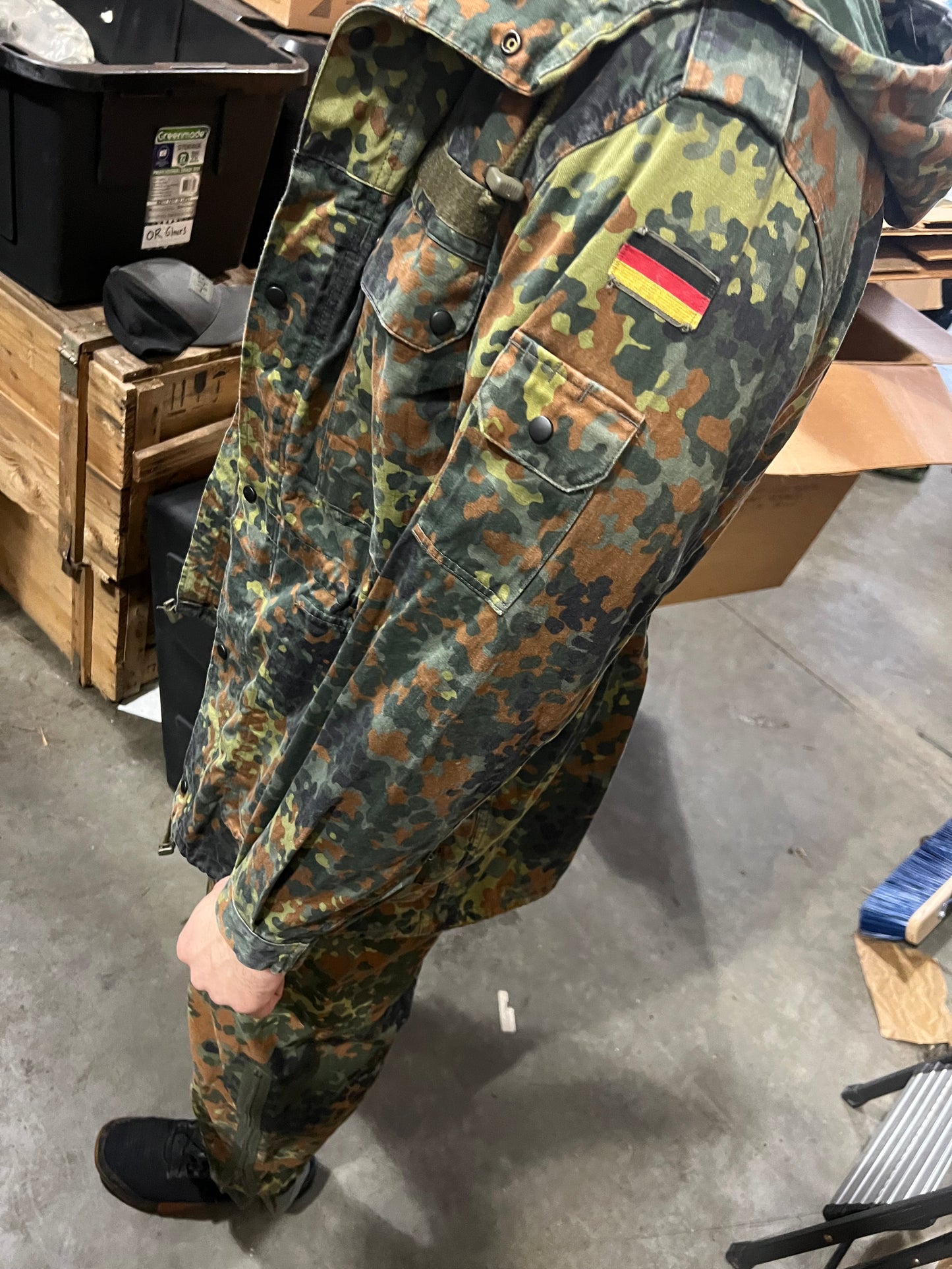 German Military Flecktarn Goretex Wet Weather Suspenders - Surplus