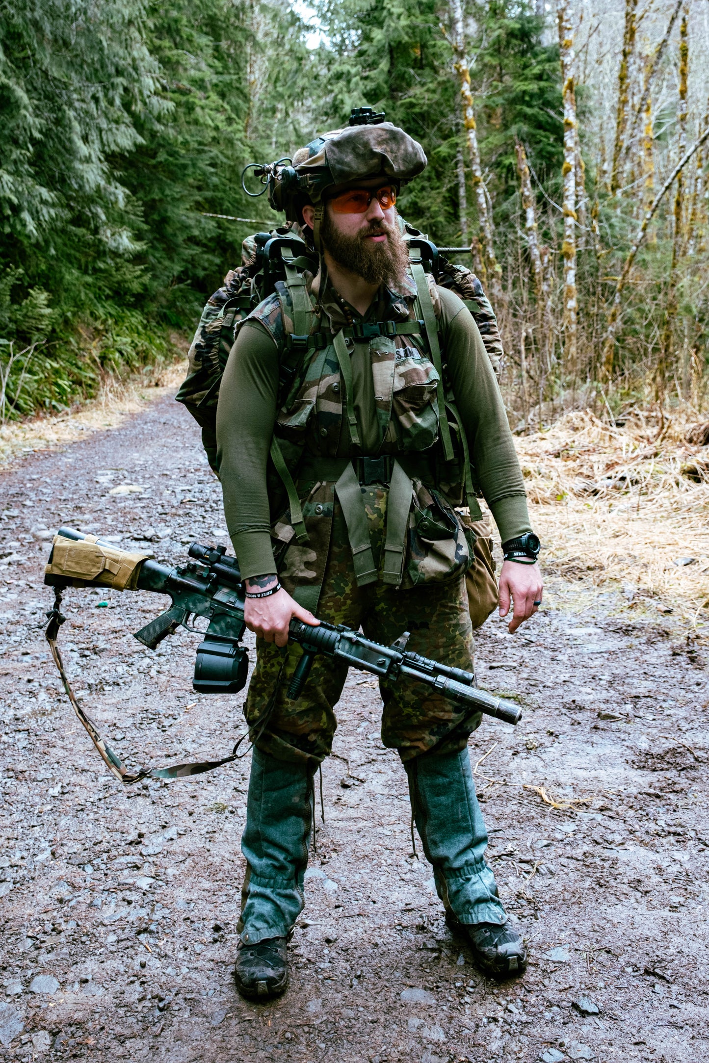 German Military Flecktarn Goretex Wet Weather Suspenders - Surplus