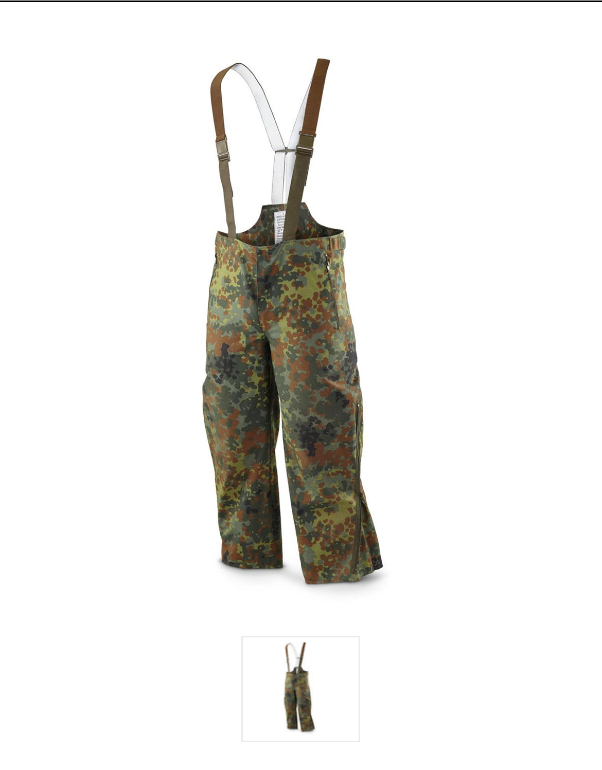 German Military Flecktarn Goretex Wet Weather Suspenders - Surplus