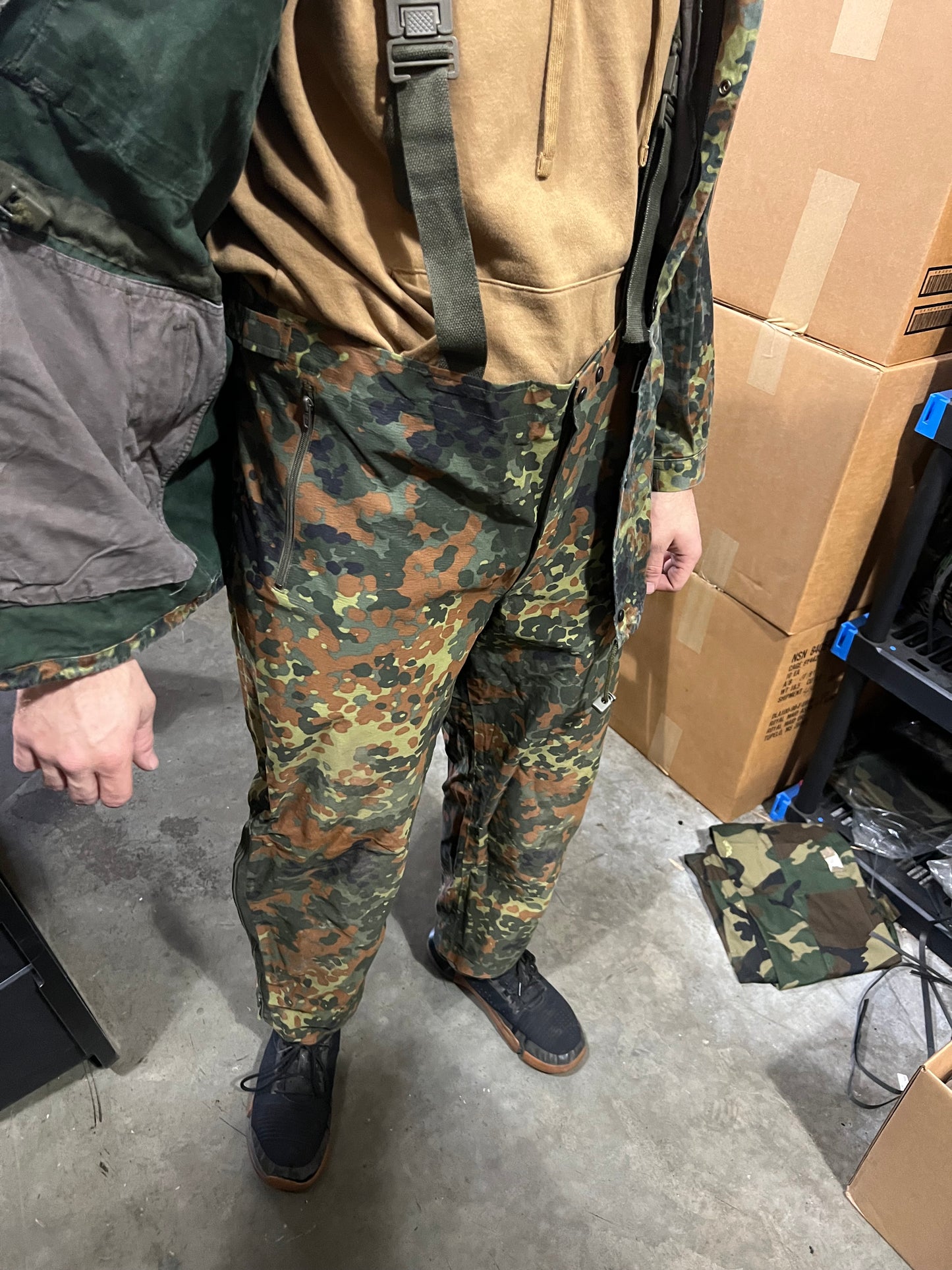 German Military Flecktarn Goretex Wet Weather Suspenders - Surplus